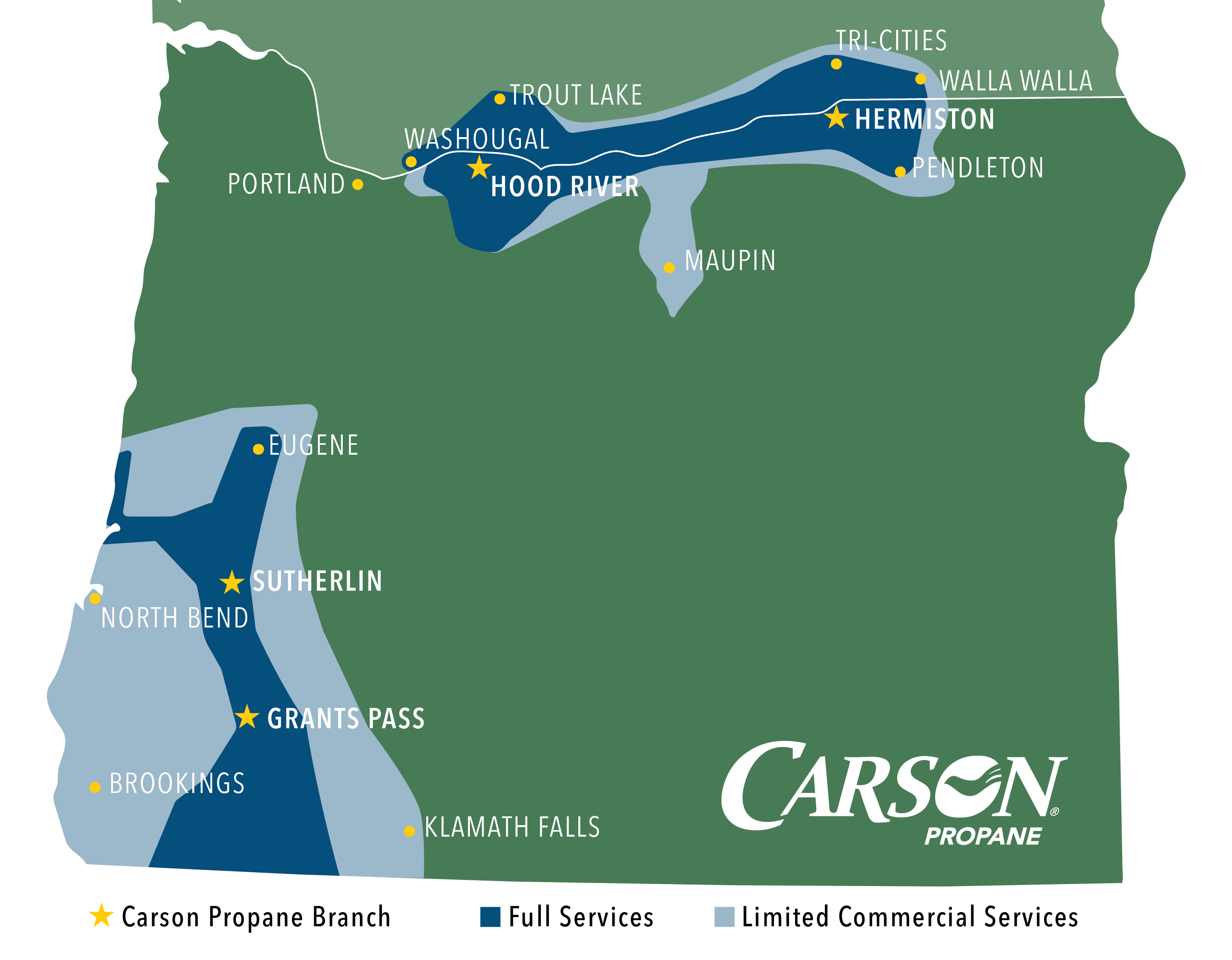 Carson Propane Service Area Map