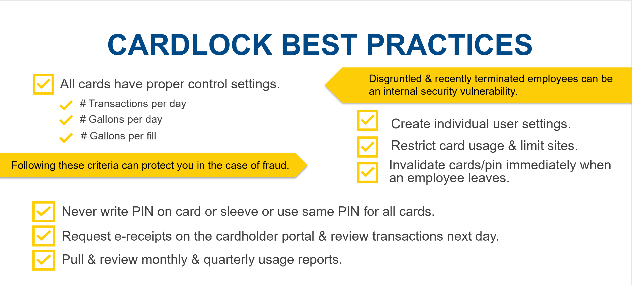 A checklist of cardlock best practices