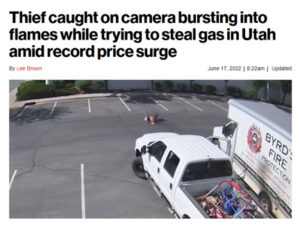 Headline of news article about a fuel theft